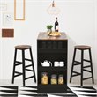Pemberly Row 3-Pc Industrial Steel Counter Bar Table Set with Storage in Black