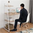 Pemberly Row Contemporary Engineered Wood Computer Desk with Shelves in Natural