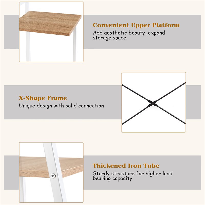 Pemberly Row Contemporary Engineered Wood Computer Desk with Shelves in Natural