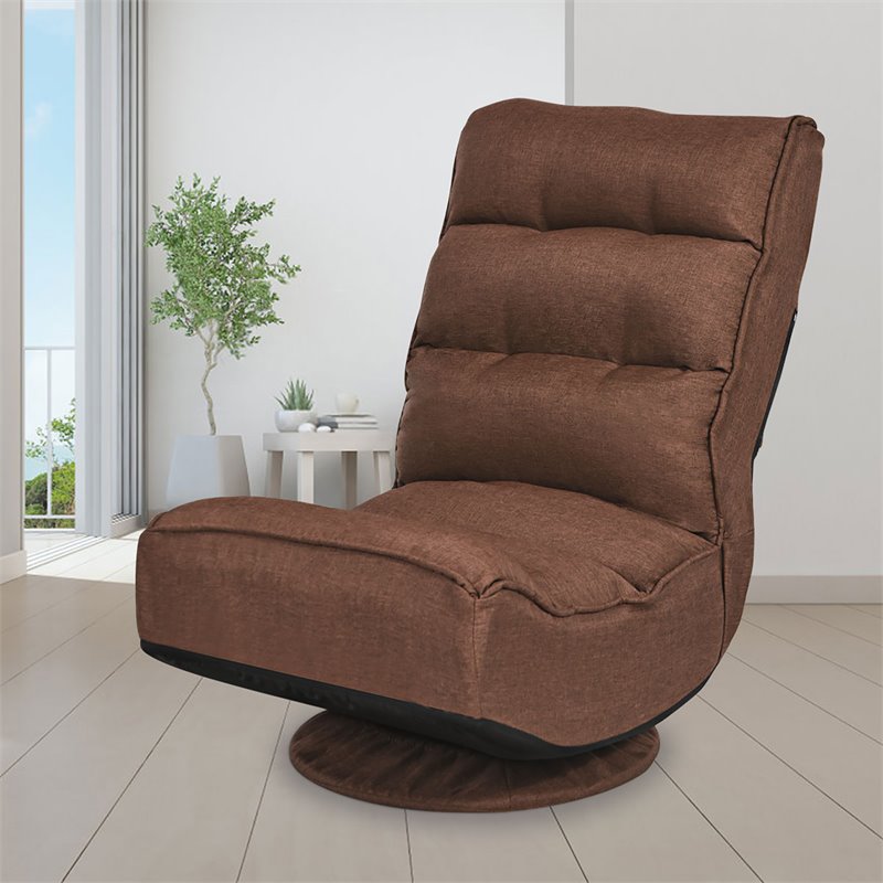 Pemberly Row Iron and Fabric 360 Degree Swivel Gaming Chair in Coffee