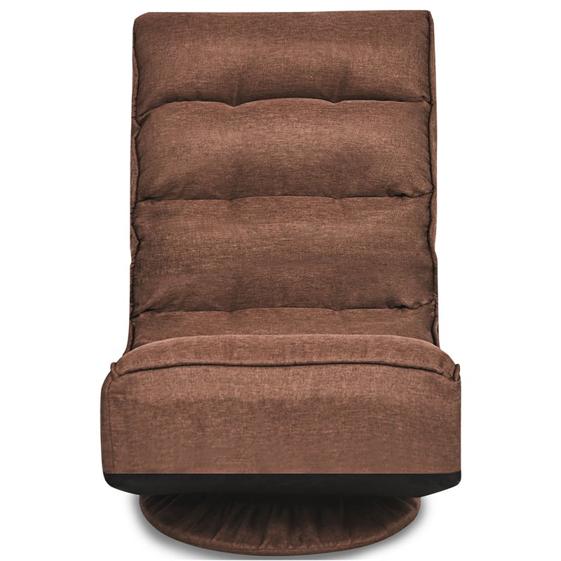 Pemberly Row Iron and Fabric 360 Degree Swivel Gaming Chair in Coffee