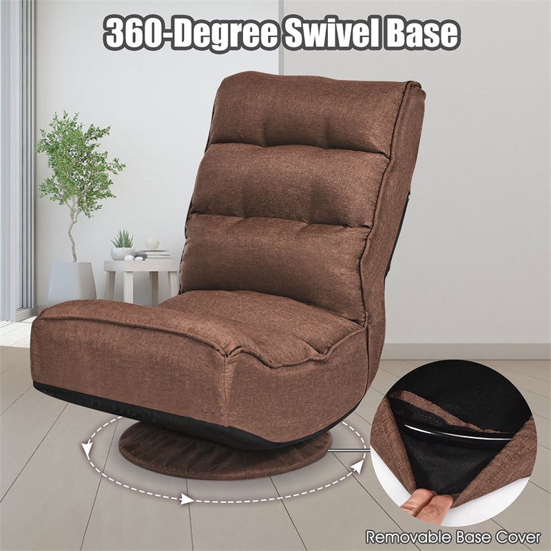 Pemberly Row Iron and Fabric 360 Degree Swivel Gaming Chair in Coffee
