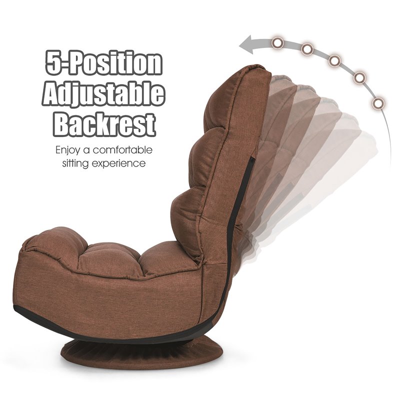 Pemberly Row Iron and Fabric 360 Degree Swivel Gaming Chair in Coffee