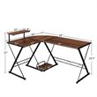 Pemberly Row 58''x44'' L-Shaped Computer Gaming Desk w/ Monitor Stand in Walnut