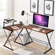 Pemberly Row 58''x44'' L-Shaped Computer Gaming Desk w/ Monitor Stand in Walnut