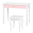 Pemberly Row Contemporary MDF & Pine Wood Kids Vanity Set with Mirror in White