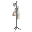 Pemberly Row Rubber Wood Adjustable Height Coat Rack with 8 Hooks in Gray