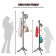 Pemberly Row Rubber Wood Adjustable Height Coat Rack with 8 Hooks in Gray