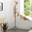 Pemberly Row Rubber Wood Adjustable Height Coat Rack with 8 Hooks in Gray