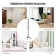Pemberly Row Rubber Wood Adjustable Height Coat Rack with 8 Hooks in Gray