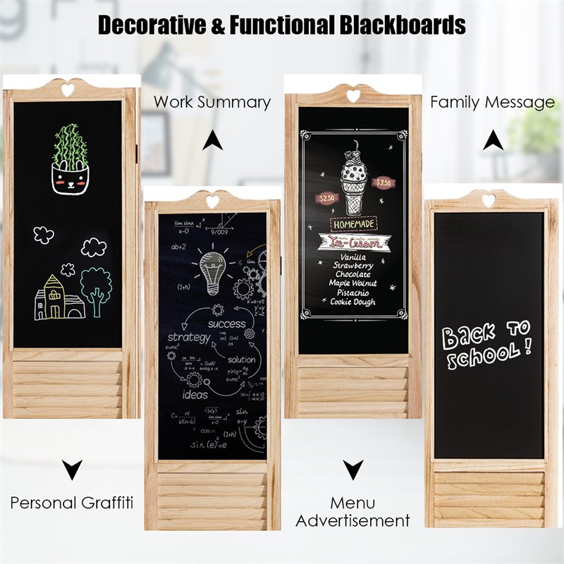 Pemberly Row 4-Panel Wood Folding Divider Screen with Chalkboard in Natural