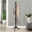 Pemberly Row Rubber Wood Adjustable Height Coat Rack with 9 Hooks in Black