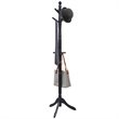 Pemberly Row Rubber Wood Adjustable Height Coat Rack with 9 Hooks in Black