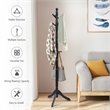 Pemberly Row Rubber Wood Adjustable Height Coat Rack with 9 Hooks in Black