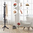 Pemberly Row Rubber Wood Adjustable Height Coat Rack with 9 Hooks in Black