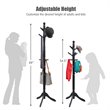 Pemberly Row Rubber Wood Adjustable Height Coat Rack with 9 Hooks in Black