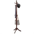 Pemberly Row Rubber Wood Adjustable Height Coat Rack with 9 Hooks in Walnut