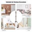 Pemberly Row Rubber Wood Adjustable Height Coat Rack with 9 Hooks in Walnut