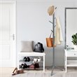 Pemberly Row Rubber Wood Two Heights Coat Rack with 8 Hooks in Gray