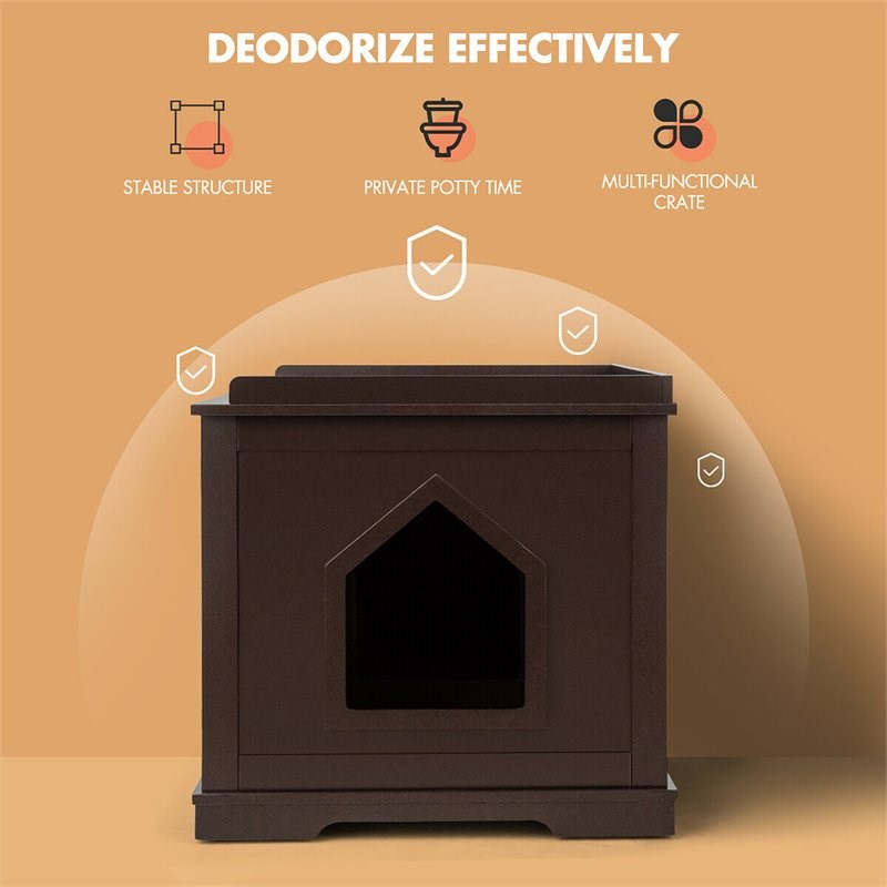 Pemberly Row Cabinet Furniture Storage Bench and Cat Litter Box in Black