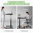 Pemberly Row Contemporary Wood Adjustable Height Rolling Computer Desk in Black