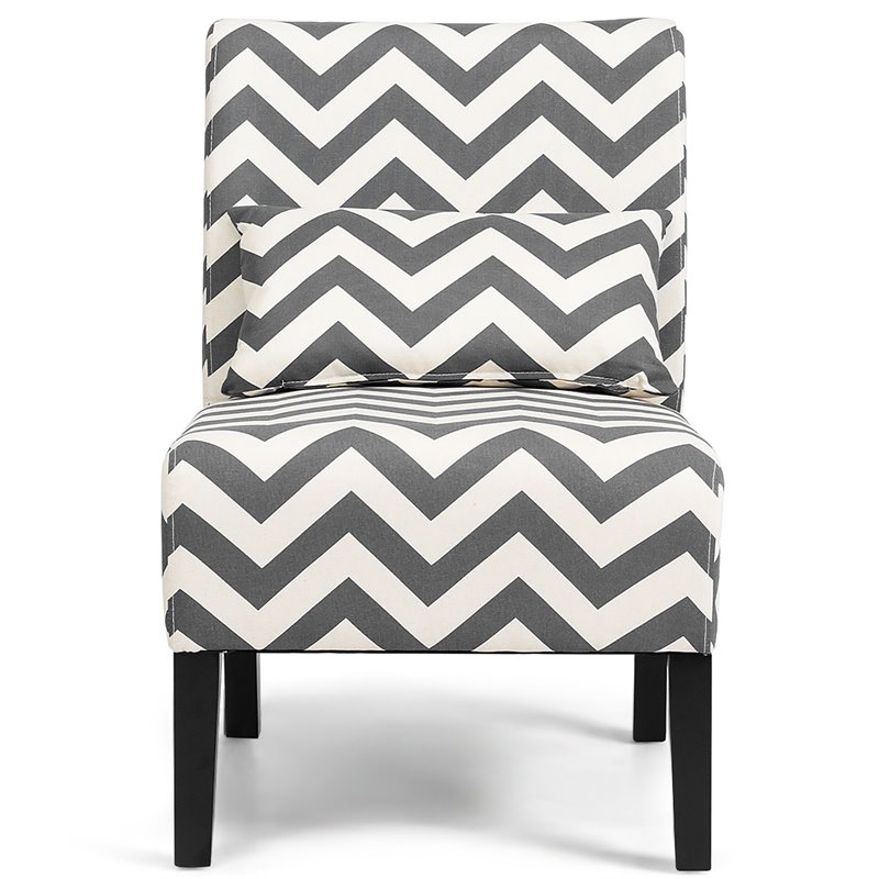 Pemberly Row Sponge Accent Armless Leisure Chair with Lumbar Pillow in Gray