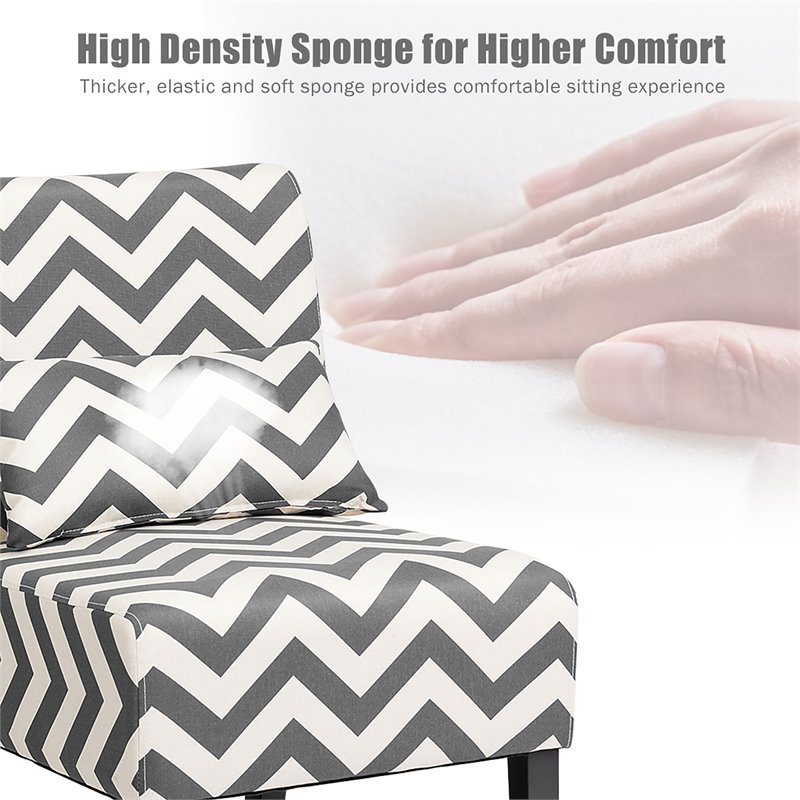 Pemberly Row Sponge Accent Armless Leisure Chair with Lumbar Pillow in Gray