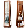 Pemberly Row 2-in-1 Rotatable Jewelry Cabinet/Lockable Mirrored Organizer-Brown