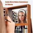 Pemberly Row 2-in-1 Rotatable Jewelry Cabinet/Lockable Mirrored Organizer-Brown