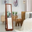 Pemberly Row 2-in-1 Rotatable Jewelry Cabinet/Lockable Mirrored Organizer-Brown