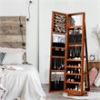 Pemberly Row 2-in-1 Rotatable Jewelry Cabinet/Lockable Mirrored Organizer-Brown