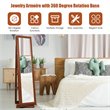 Pemberly Row 2-in-1 Rotatable Jewelry Cabinet/Lockable Mirrored Organizer-Brown
