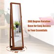 Pemberly Row 2-in-1 Rotatable Jewelry Cabinet/Lockable Mirrored Organizer-Brown