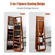 Pemberly Row 2-in-1 Rotatable Jewelry Cabinet/Lockable Mirrored Organizer-Brown