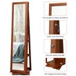 Pemberly Row 2-in-1 Rotatable Jewelry Cabinet/Lockable Mirrored Organizer-Brown