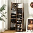 Pemberly Row 2-in-1 Rotatable Jewelry Cabinet/Lockable Mirrored Organizer-Coffee