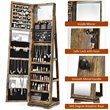 Pemberly Row 2-in-1 Rotatable Jewelry Cabinet/Lockable Mirrored Organizer-Coffee