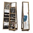 Pemberly Row 2-in-1 Rotatable Jewelry Cabinet/Lockable Mirrored Organizer-Coffee