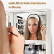 Pemberly Row 2-in-1 Rotatable Jewelry Cabinet/Lockable Mirrored Organizer-White