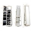 Pemberly Row 2-in-1 Rotatable Jewelry Cabinet/Lockable Mirrored Organizer-White