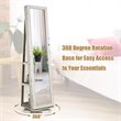 Pemberly Row 2-in-1 Rotatable Jewelry Cabinet/Lockable Mirrored Organizer-White