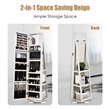 Pemberly Row 2-in-1 Rotatable Jewelry Cabinet/Lockable Mirrored Organizer-White
