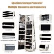Pemberly Row 2-in-1 Rotatable Jewelry Cabinet/Lockable Mirrored Organizer-White