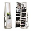 Pemberly Row 2-in-1 Rotatable Jewelry Cabinet/Lockable Mirrored Organizer-White
