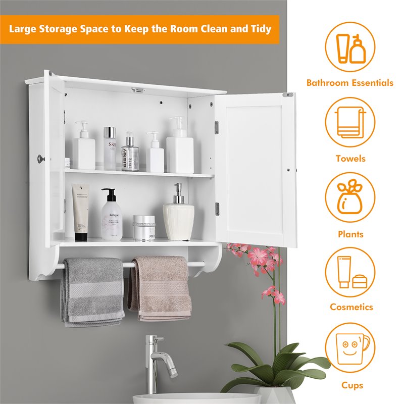 Pemberly Row Wall Mounted Bathroom Medicine Cabinet/Storage Cupboard in White