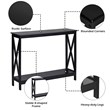 Pemberly Row 2-Tier X-Design Bookshelf Sofa Side Accent Console Table in Black