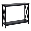 Pemberly Row 2-Tier X-Design Bookshelf Sofa Side Accent Console Table in Black