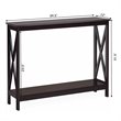 Pemberly Row 2-Tier X-Design Bookshelf Sofa Side Accent Console Table - Espresso