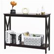 Pemberly Row 2-Tier X-Design Bookshelf Sofa Side Accent Console Table - Espresso