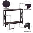 Pemberly Row 2-Tier X-Design Bookshelf Sofa Side Accent Console Table - Espresso